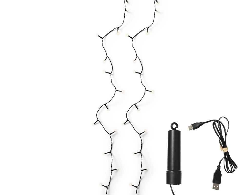 LUMINEO LED-Lichterkette 'Basic', akkubetrieben, warmweiß, 50 LED, 370 cm - Gallerie Bild 2