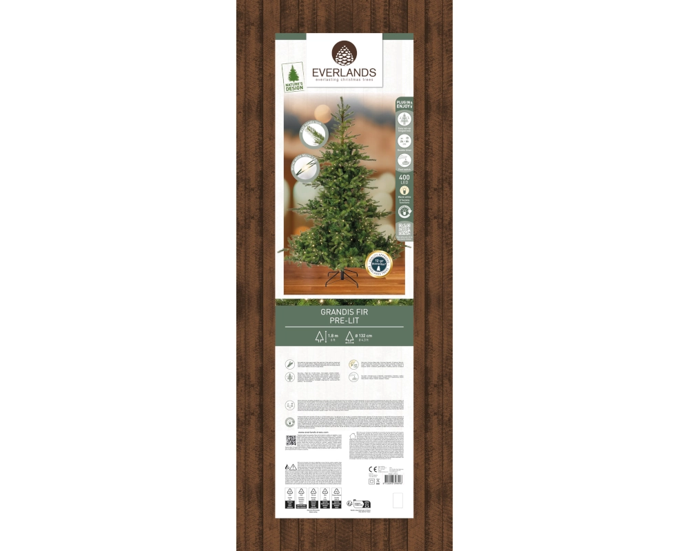 EVERLANDS Weihnachtsbaum 'Grandis', Edeltanne, mit LED-Beleuchtung, 180x132 cm - Gallerie Bild 7