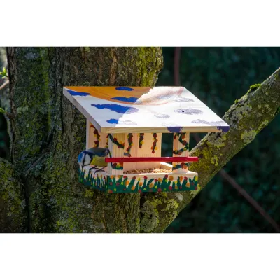 DOBAR Vogelhaus Bausatz, mit Farben, 23x18x16 cm, natur Cover