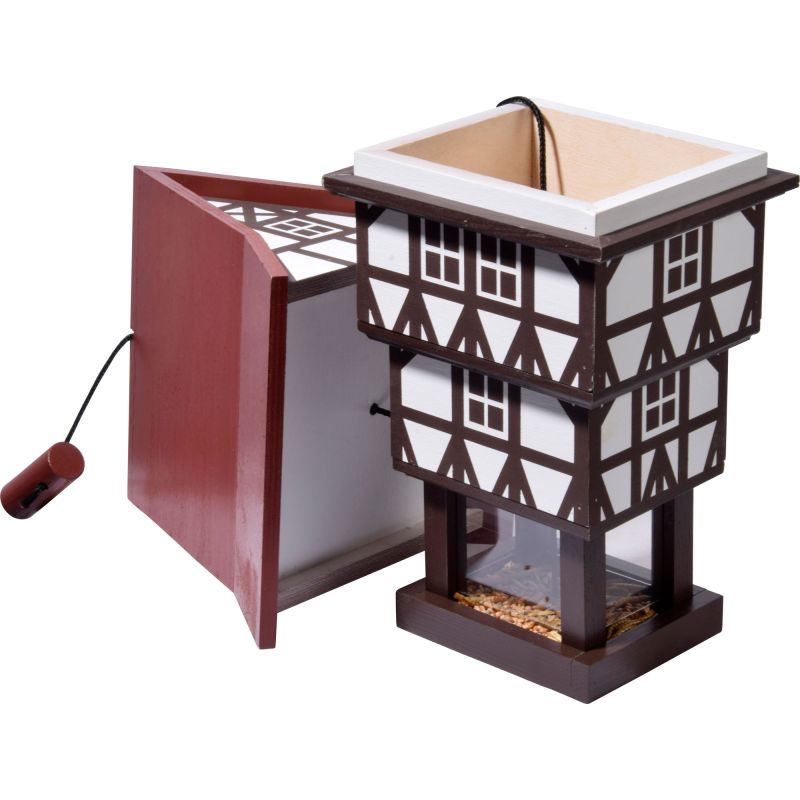 DOBAR Vogelhaus 'Zuckerhut', 20x18x41 cm, hängend, braun-weiß-rot - Gallerie Bild 4