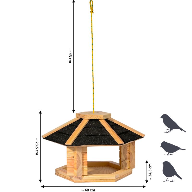 DOBAR Vogelhaus 'Zwart', 40x35x24 cm, natur-schwarz - Gallerie Bild 3