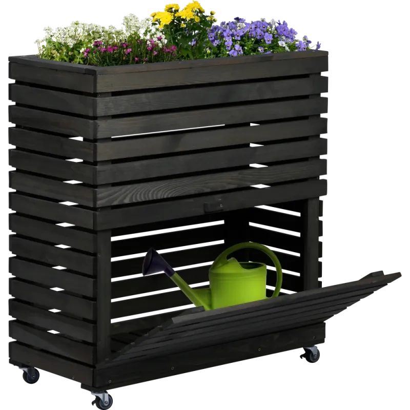 DOBAR Hochbeet 'Rolla', fahrbar, 72x33x78 cm, anthrazit - Gallerie Bild 1