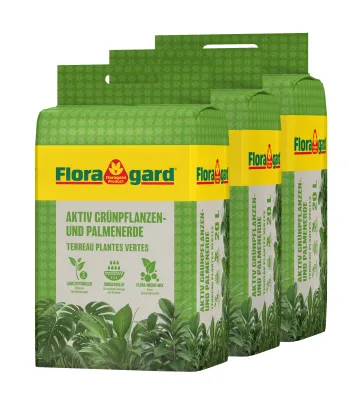 FLORAGARD Aktiv Grünpflanzen-& Palmenerde, 3x20 L Cover