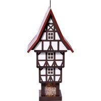 DOBAR Vogelhaus 'Zuckerhut', 20x18x41 cm, hängend, braun-weiß-rot - Vorschau Bild 1