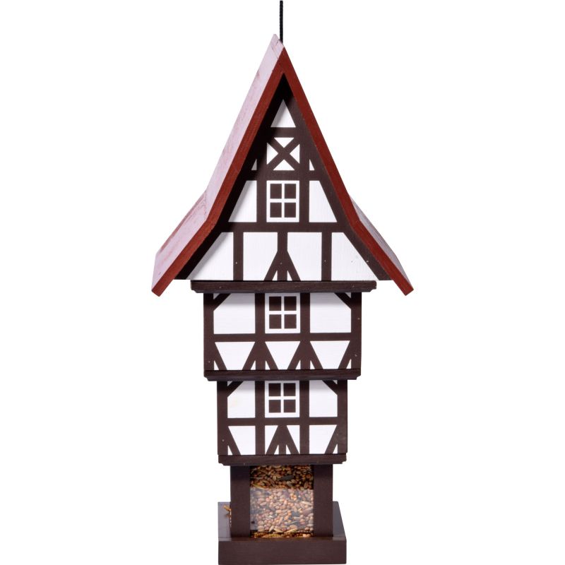 DOBAR Vogelhaus 'Zuckerhut', 20x18x41 cm, hängend, braun-weiß-rot - Gallerie Bild 3