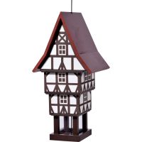 DOBAR Vogelhaus 'Zuckerhut', 20x18x41 cm, hängend, braun-weiß-rot - Vorschau Bild 1