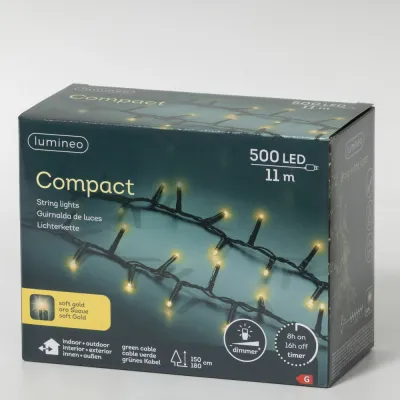 LUMINEO LED-Lichterkette 'Compact', soft gold, 500 LED, 1100 cm Cover
