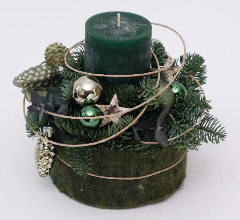 Kleines Adventsgesteck, ca. Ø14 cm, grün - Gallerie Bild 1