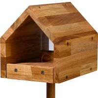 DOBAR Vogelfutterhaus 'Bauhaus I', 183x28x21 cm, mit Ständer, braun - Vorschau Bild 1