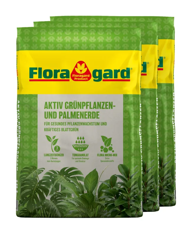 FLORAGARD Aktiv Grünpflanzen-& Palmenerde, 3x10 L - Gallerie Bild 1