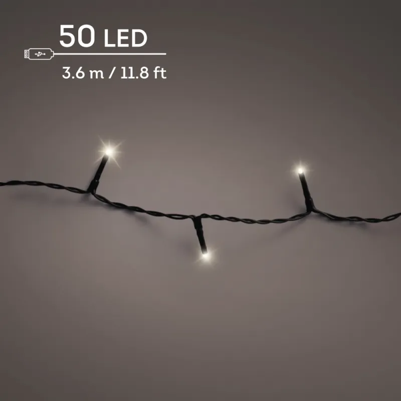 LUMINEO LED-Lichterkette 'Basic', akkubetrieben, warmweiß, 50 LED, 370 cm - Gallerie Bild 3