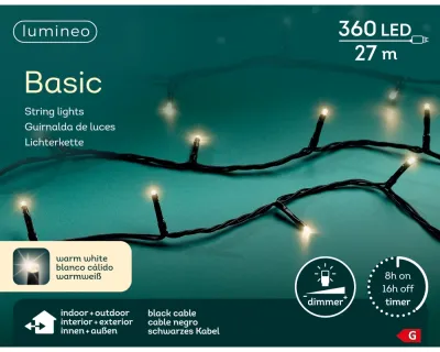 LUMINEO LED-Lichterkette 'Basic', 2700 cm, warmweiß-schwarz Cover