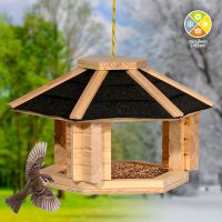 DOBAR Vogelhaus 'Zwart', 40x35x24 cm, natur-schwarz - Vorschau Bild 1