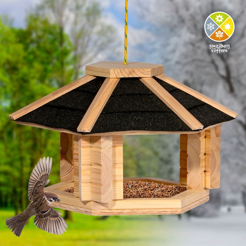 DOBAR Vogelhaus 'Zwart', 40x35x24 cm, natur-schwarz - Gallerie Bild 4