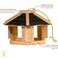 DOBAR Vogelhaus 'Zwart', 40x35x24 cm, natur-schwarz - Vorschau Bild 1