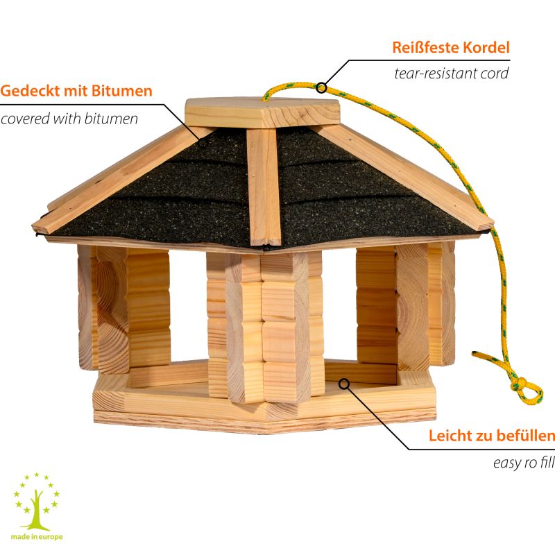 DOBAR Vogelhaus 'Zwart', 40x35x24 cm, natur-schwarz - Gallerie Bild 2