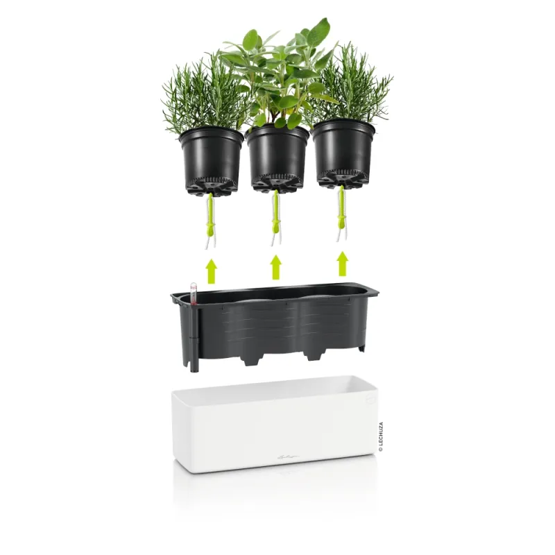 LECHUZA Pflanzgefäß 'Cube Premium Triple', 14x40x13,5 cm, weiß - Gallerie Bild 2
