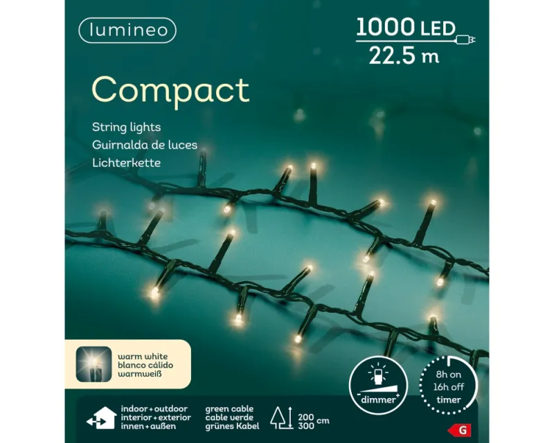 LUMINEO LED-Lichterkette 'Compact', warmweiß, 1000 LED, 2250 cm - Gallerie Bild 1
