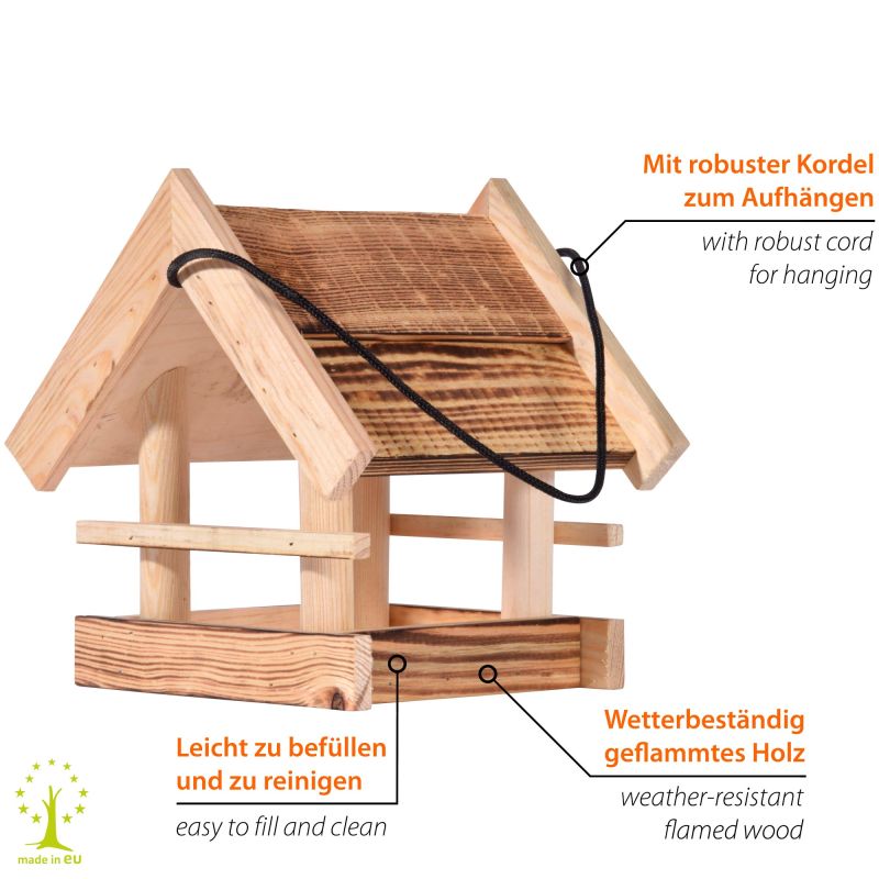 DOBAR Vogelhaus 'Candela', 22x20x22 cm, hängend, natur-geflammt - Gallerie Bild 3