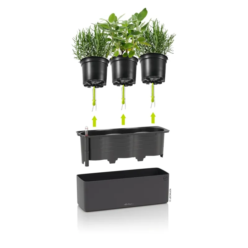 LECHUZA Pflanzgefäß 'Cube Premium Triple', 14x40x13,5 cm, grau - Gallerie Bild 2